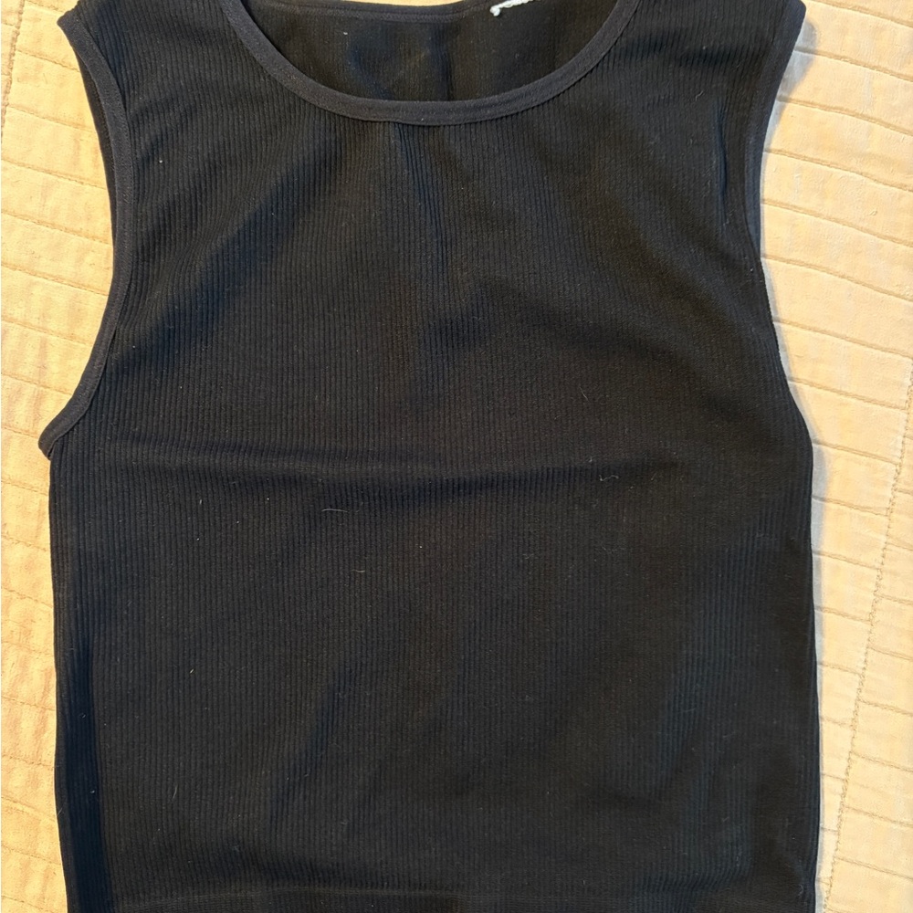 26 - FINAL OFFER! A New Day Black Fitted Crop Tank Top - Small
